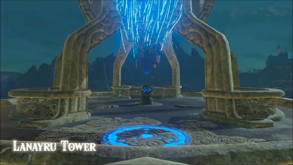 Link arriving on top of Lanayru Tower