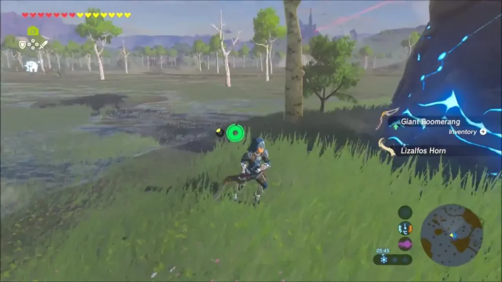 Lizalfos Horn dropped beside the Giant Boomerang near the wreck