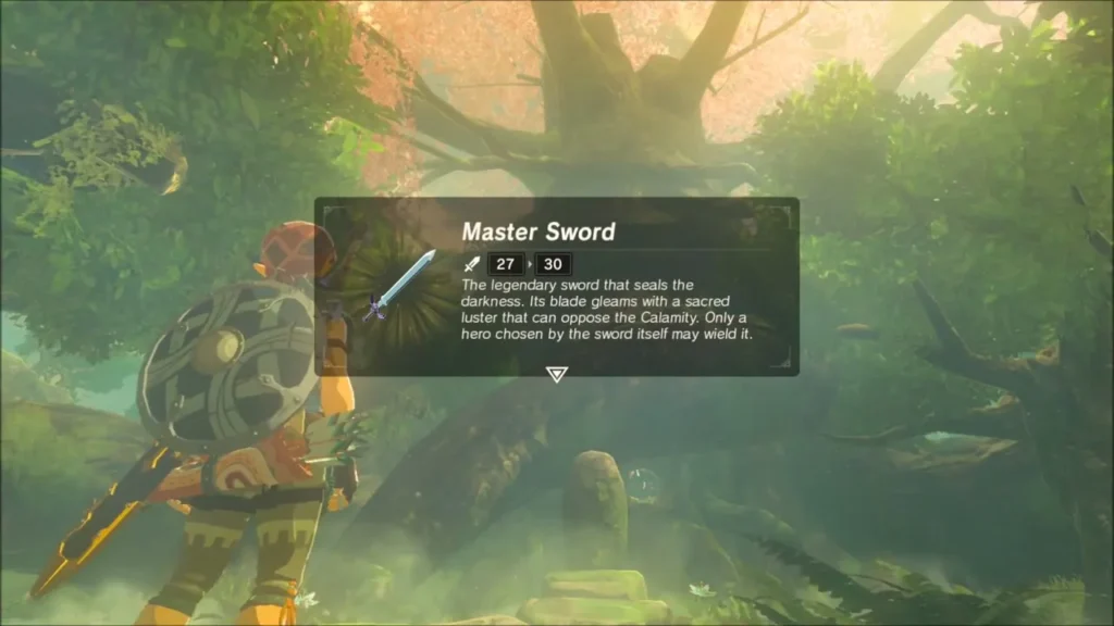Master Sword item box showing attack 27 and 30