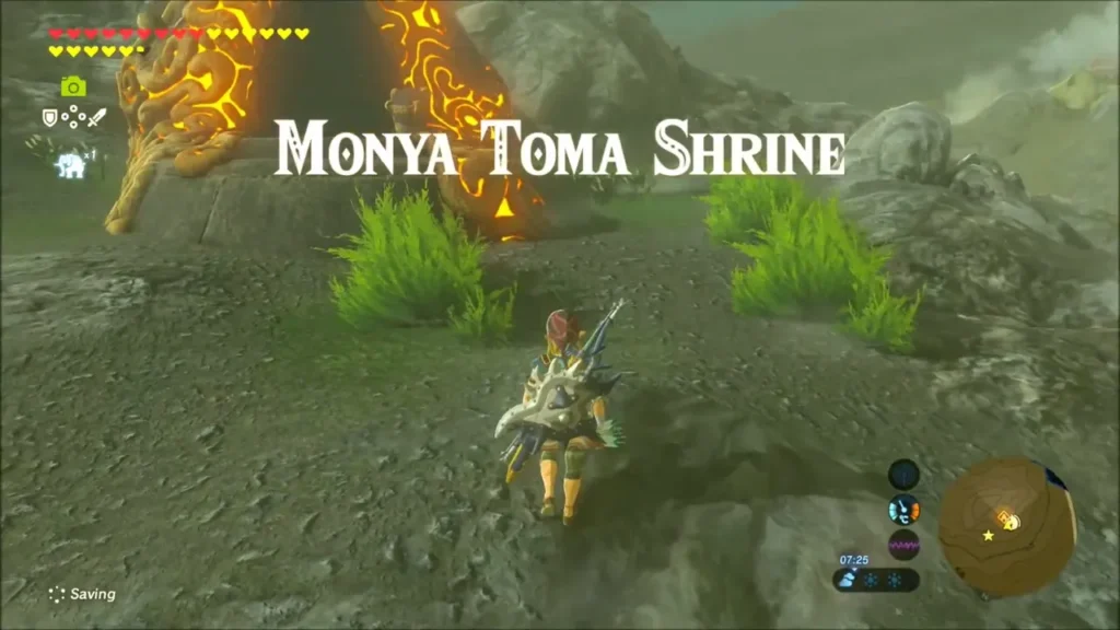 Link arriving at the Monya Toma Shrine entrance on Salari Hill