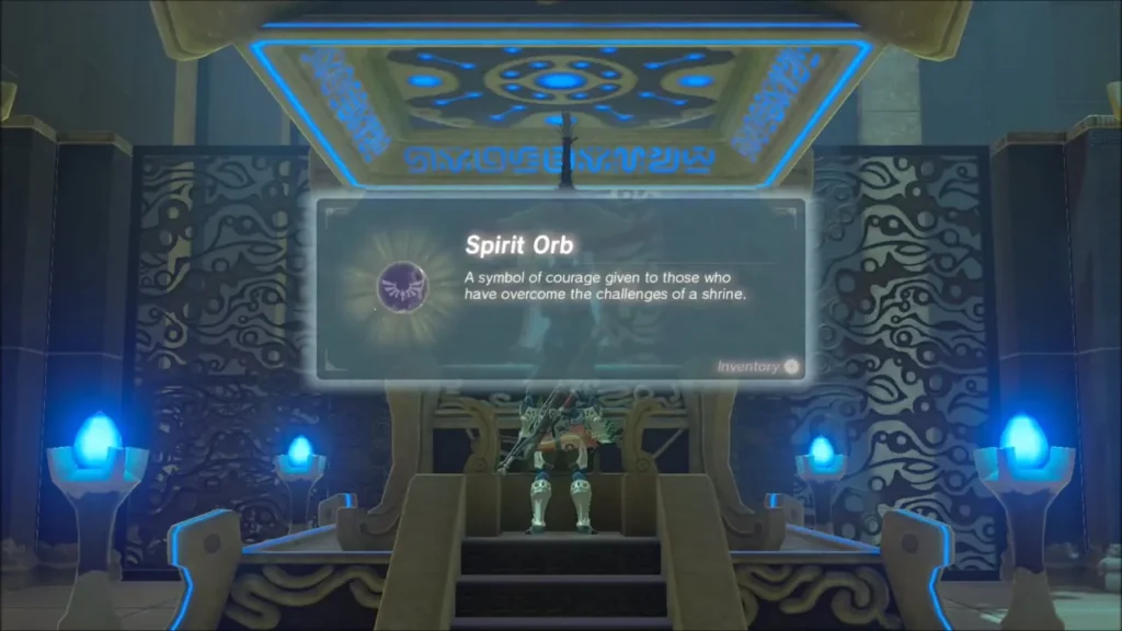 Link at the altar steps as the Spirit Orb item box appears