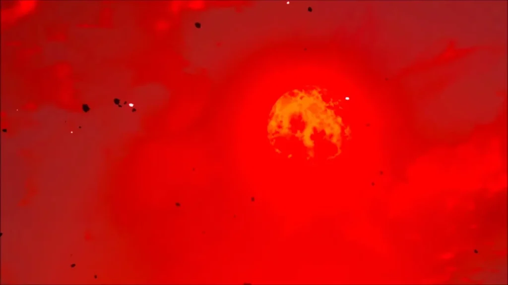 The red Blood Moon rising over the land The red Blood Moon rising over the land