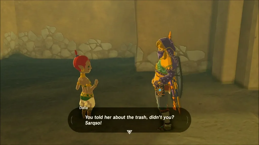 Dalia thanking Link in the alley now that the trash has stopped Dalia thanking Link in the alley now that the trash has stopped