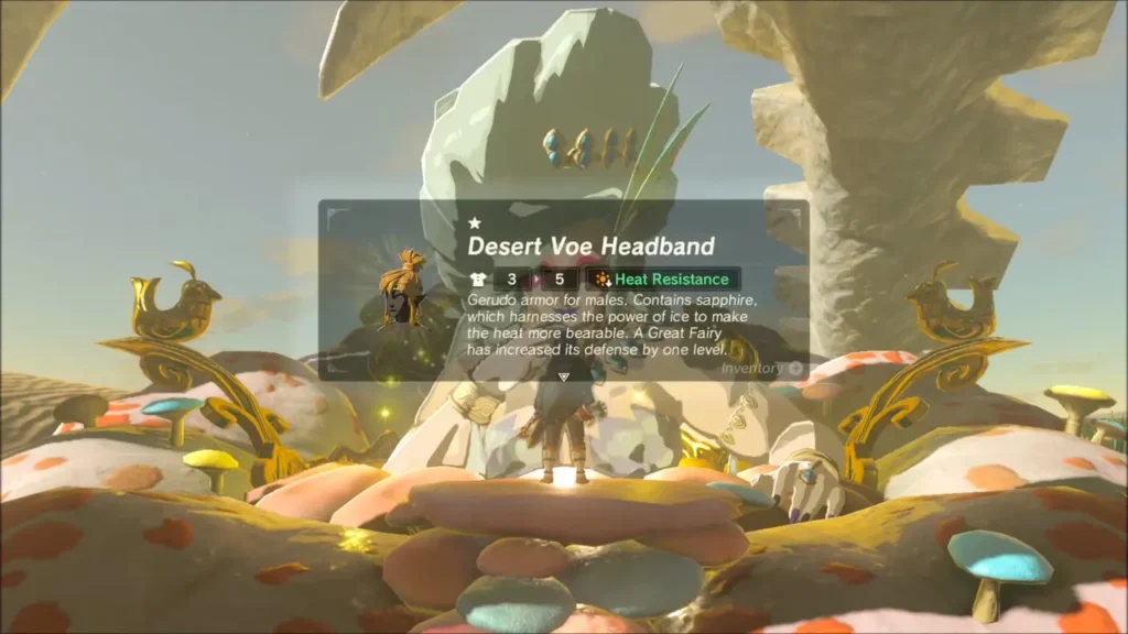 Upgraded Desert Voe Headband Link at the Great Fairy Fountain Upgraded Desert Voe Headband Link at the Great Fairy Fountain