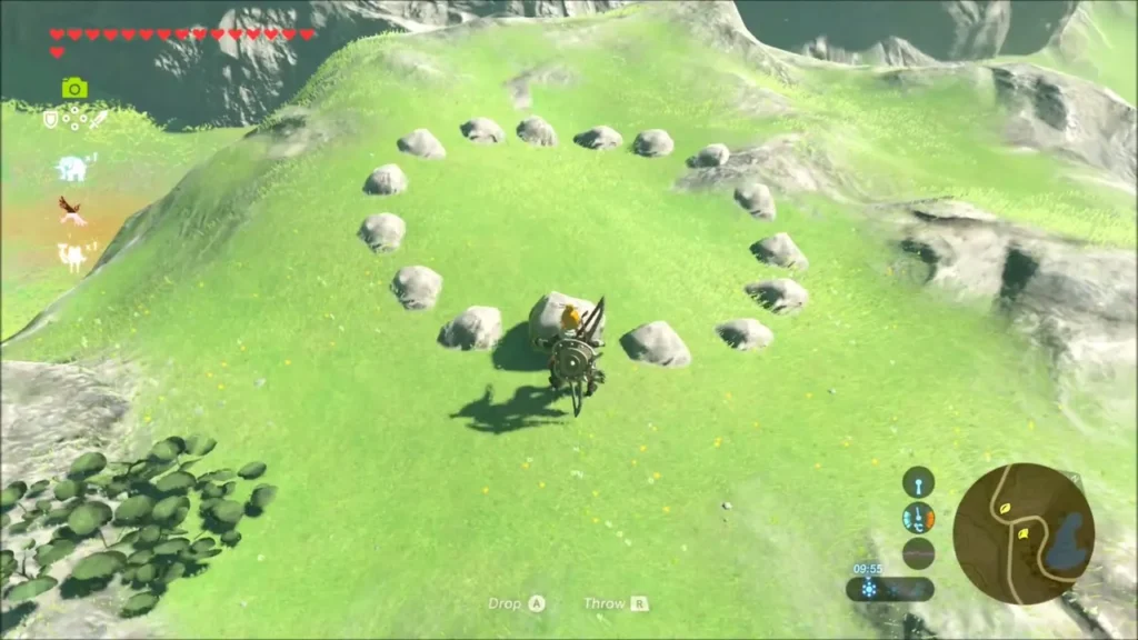 Link placing the rock into the gap of the stone circle Link placing the rock into the gap of the stone circle