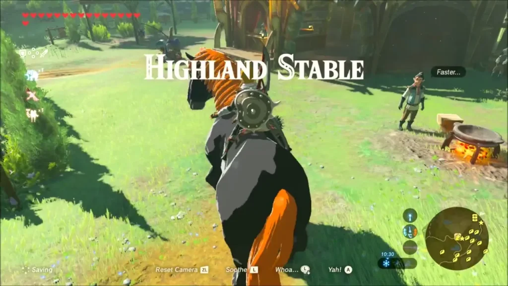 Link riding the Giant Horse into Highland Stable Link riding the Giant Horse into Highland Stable
