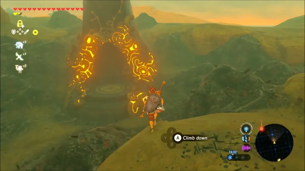 Link at the entrance of Ishto Soh Shrine at dusk Link at the entrance of Ishto Soh Shrine at dusk