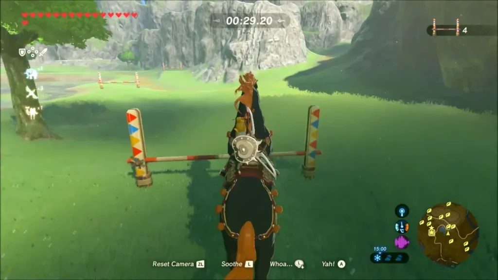 Link on the Giant Horse approaching a fence on the course Link on the Giant Horse approaching a fence on the course