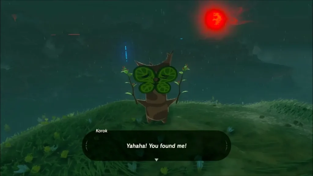 Korok on the grassy summit saying Yahaha, you found me Korok on the grassy summit saying Yahaha, you found me
