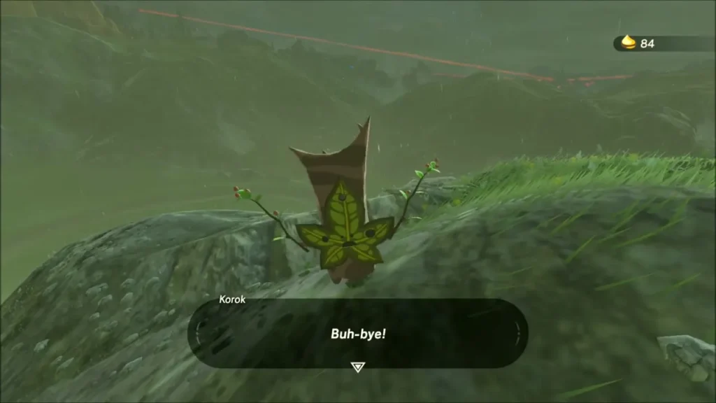 Korok on a rocky hillside ledge in the rain Korok on a rocky hillside ledge in the rain