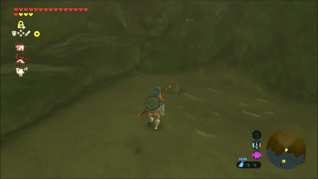 Link walking along the murky lake bed underwater Link walking along the murky lake bed underwater