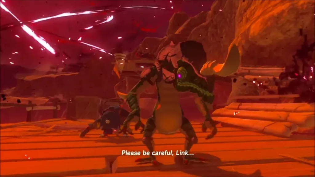 A Lizalfos and other monsters revived under the red Blood Moon sky A Lizalfos and other monsters revived under the red Blood Moon sky