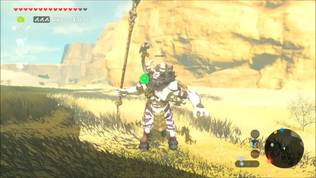 A second Lynel with a spear standing on the open plain below sandstone cliffs A second Lynel with a spear standing on the open plain below sandstone cliffs