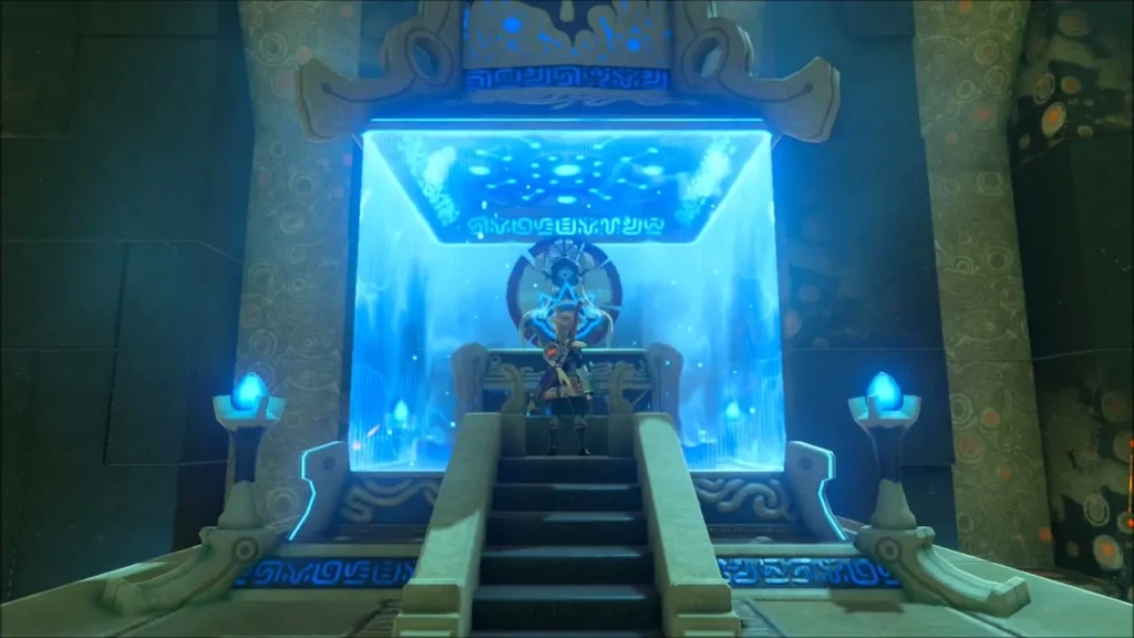The monk seated in the glowing alcove at the end of Shae Katha Shrine The monk seated in the glowing alcove at the end of Shae Katha Shrine