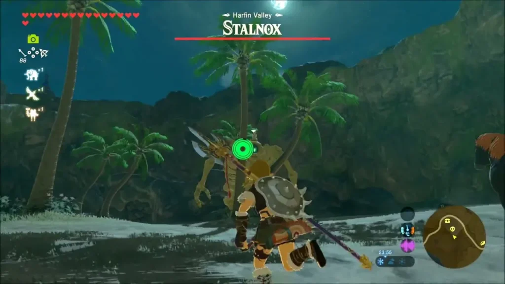 Stalnox title bar as Link faces the rising monster with a target lock Stalnox title bar as Link faces the rising monster with a target lock