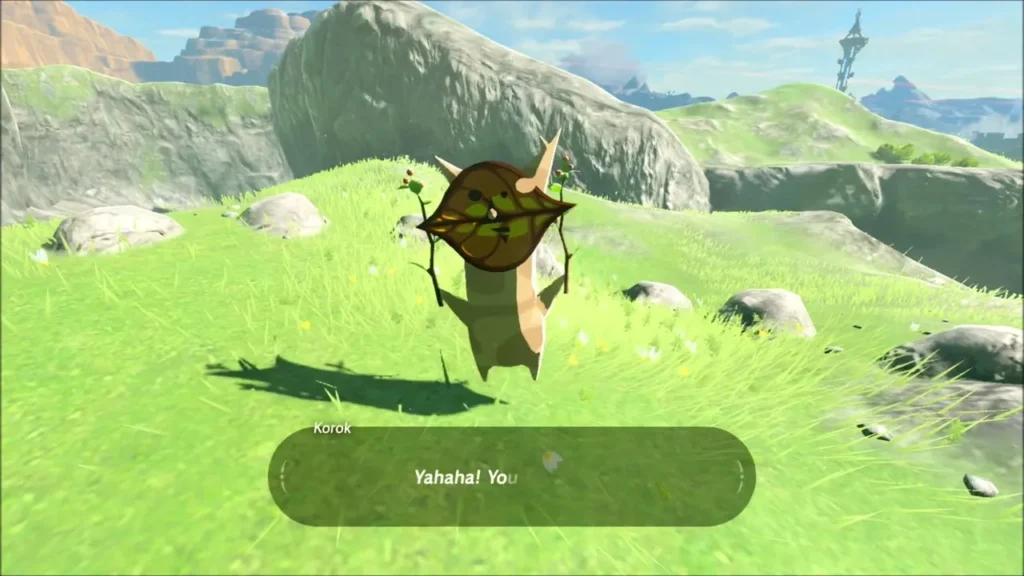 Korok appearing on the hilltop after the stone circle is completed Korok appearing on the hilltop after the stone circle is completed