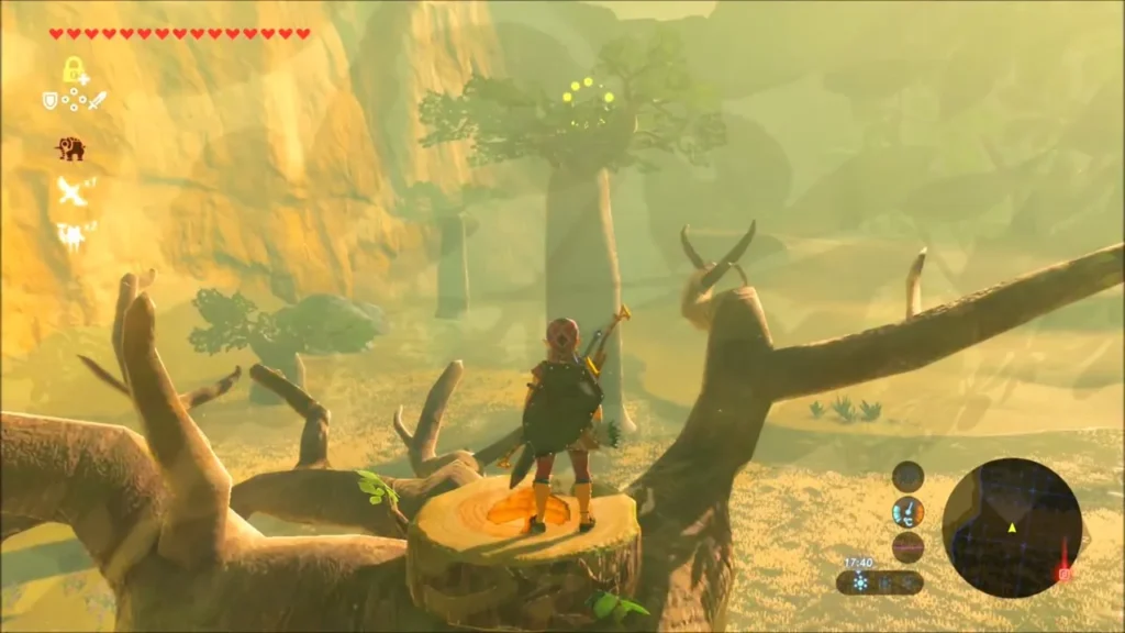 Link standing on a tree stump among baobab branches Link standing on a tree stump among baobab branches