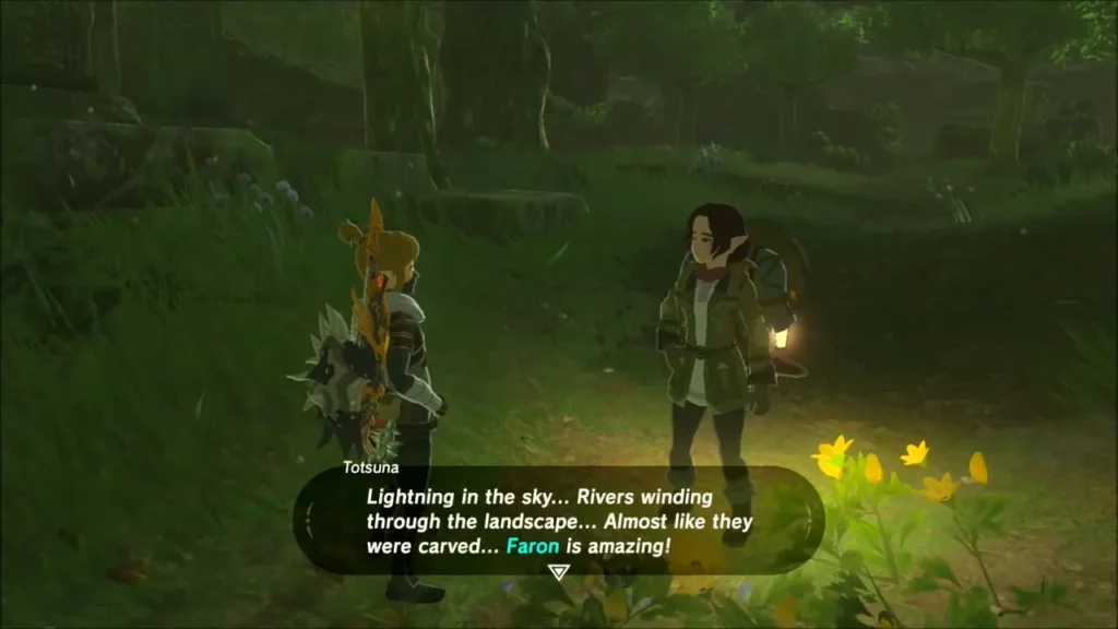 Totsuna praising Faron's lightning and winding rivers Totsuna praising Faron's lightning and winding rivers