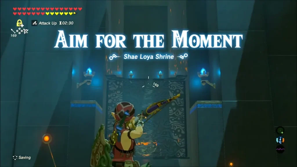 Link aiming his bow as the Aim for the Moment trial title appears Link aiming his bow as the Aim for the Moment trial title appears