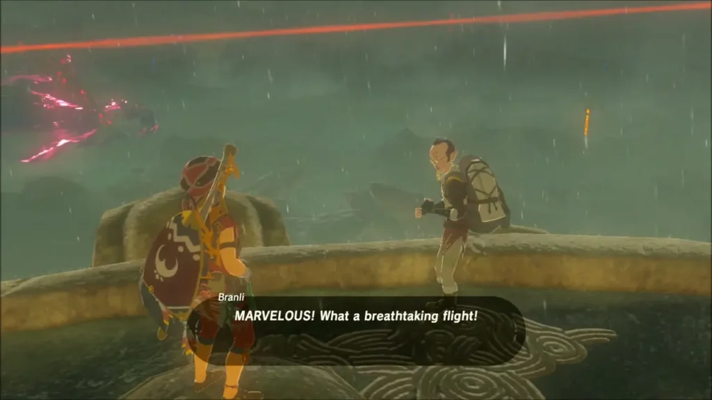 Branli praising Link's flight after the landing Branli praising Link's flight after the landing