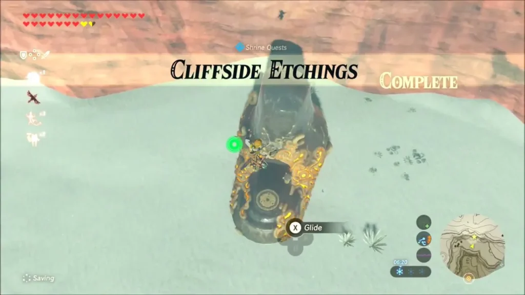 Keeha Yoog Shrine rising from the snow with the Cliffside Etchings quest complete banner Keeha Yoog Shrine rising from the snow with the Cliffside Etchings quest complete banner