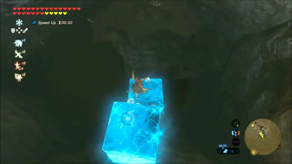Link climbing up a stack of Cryonis ice blocks Link climbing up a stack of Cryonis ice blocks