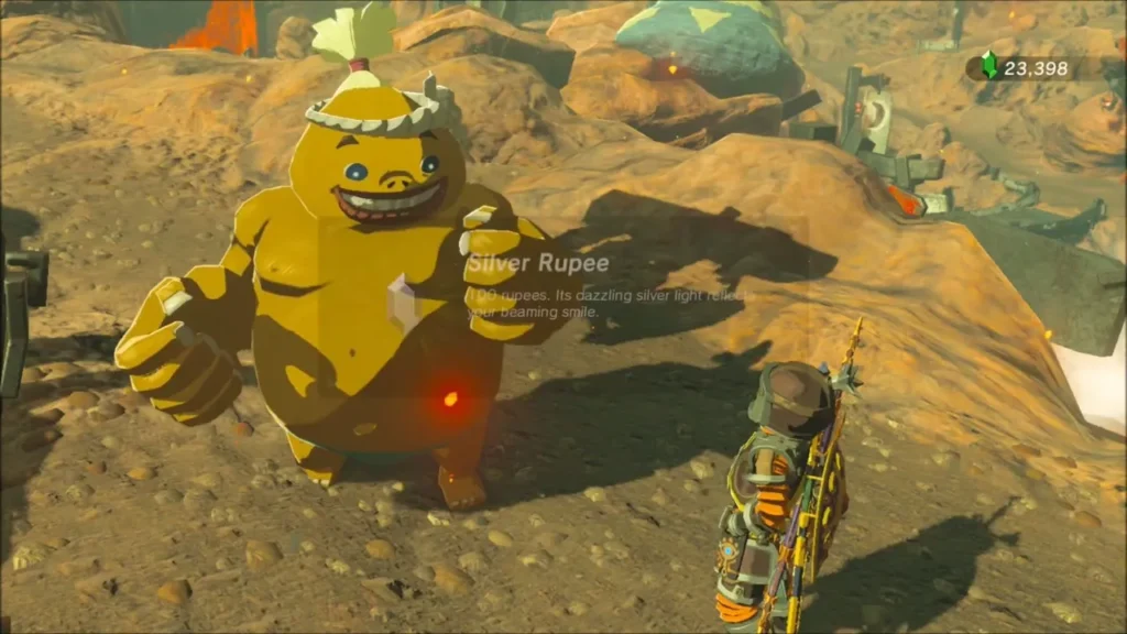 Fugo handing over a Silver Rupee reward Fugo handing over a Silver Rupee reward