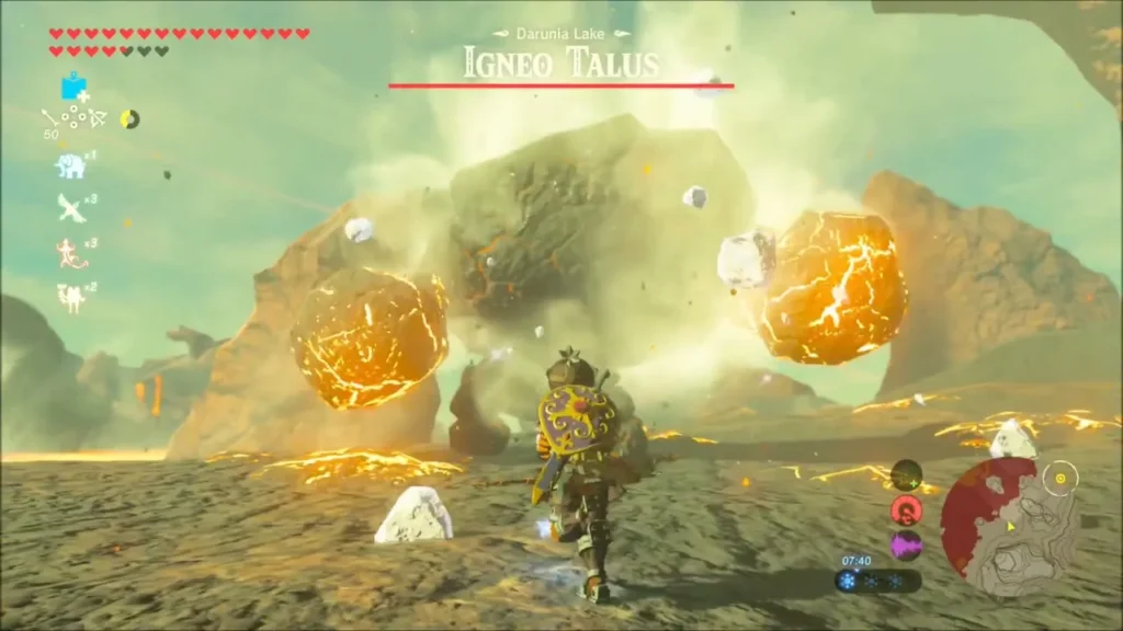 Igneo Talus rising from the ground with its title card shown Igneo Talus rising from the ground with its title card shown