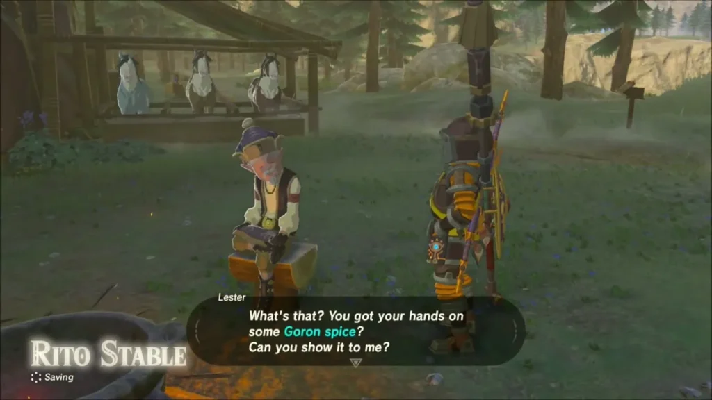 Lester at Rito Stable asking to see the Goron spice Lester at Rito Stable asking to see the Goron spice