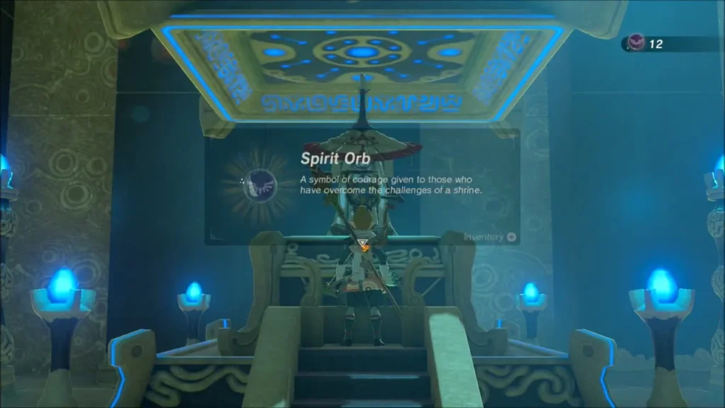Link receiving the Spirit Orb from the monk of Mogg Latan Shrine Link receiving the Spirit Orb from the monk of Mogg Latan Shrine