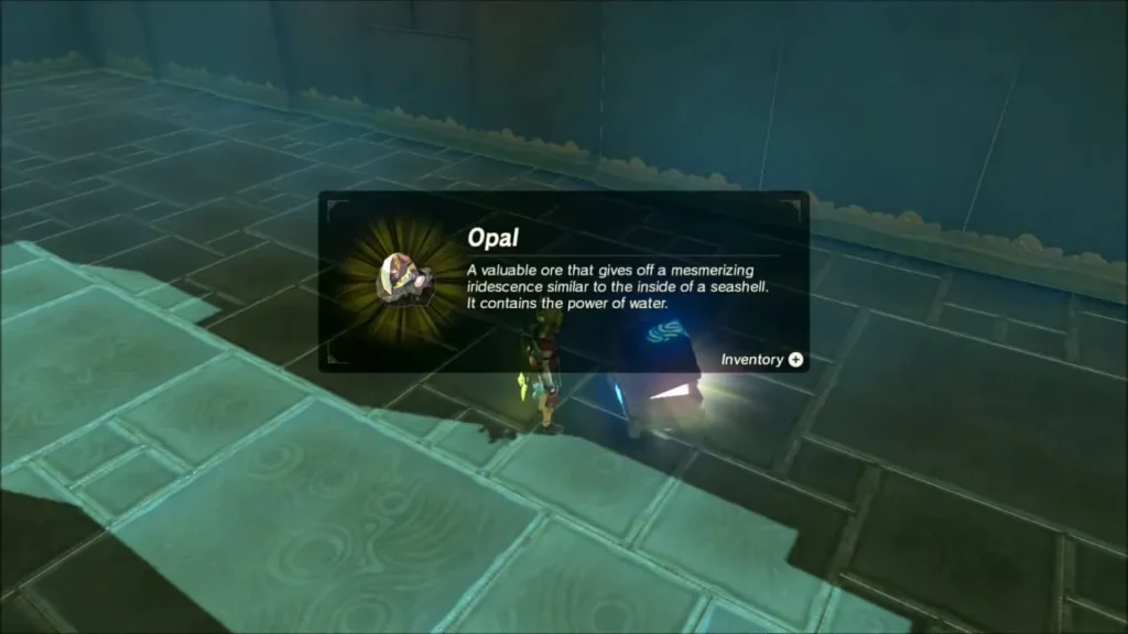 Link receiving an Opal from a chest in the shrine Link receiving an Opal from a chest in the shrine