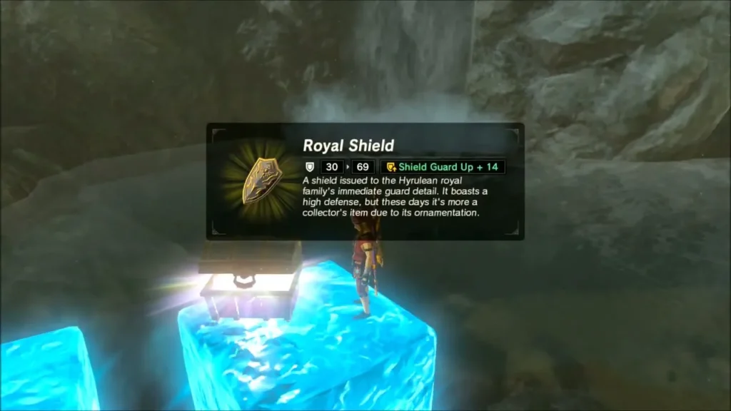 Royal Shield item box above the chest on an ice block Royal Shield item box above the chest on an ice block