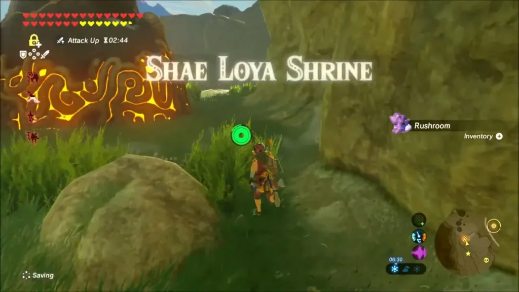 Shae Loya Shrine title appearing as Link approaches the shrine Shae Loya Shrine title appearing as Link approaches the shrine