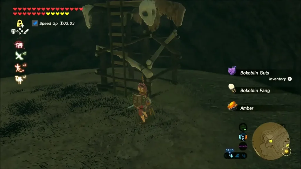 Skull-topped Bokoblin lookout tower inside the cave Skull-topped Bokoblin lookout tower inside the cave