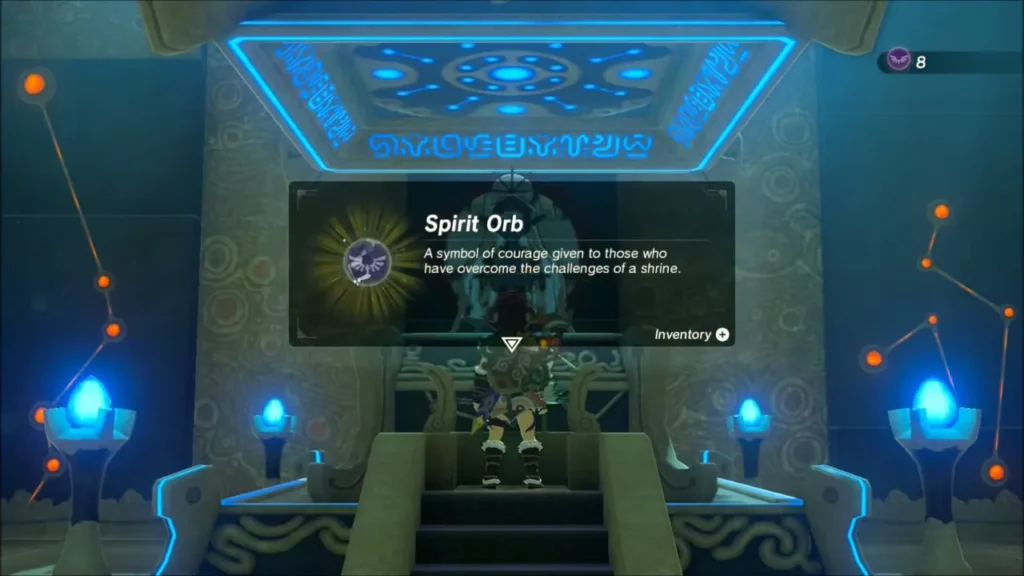 Link receiving a Spirit Orb from the monk in Mijah Rokee Shrine Link receiving a Spirit Orb from the monk in Mijah Rokee Shrine