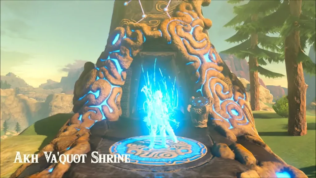 Link arriving at Akh Va'quot Shrine after travelling back Link arriving at Akh Va'quot Shrine after travelling back