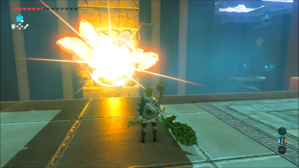 A bomb blast destroying the cracked pillar A bomb blast destroying the cracked pillar