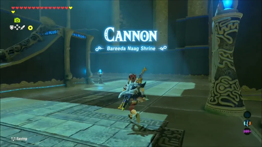 Cannon trial title shown as Link enters Bareeda Naag Shrine Cannon trial title shown as Link enters Bareeda Naag Shrine