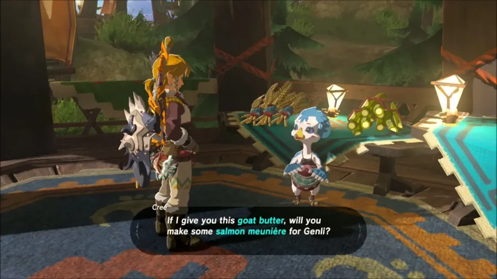 Cree the blue Rito at the general store offering Goat Butter for Genli's dish Cree the blue Rito at the general store offering Goat Butter for Genli's dish