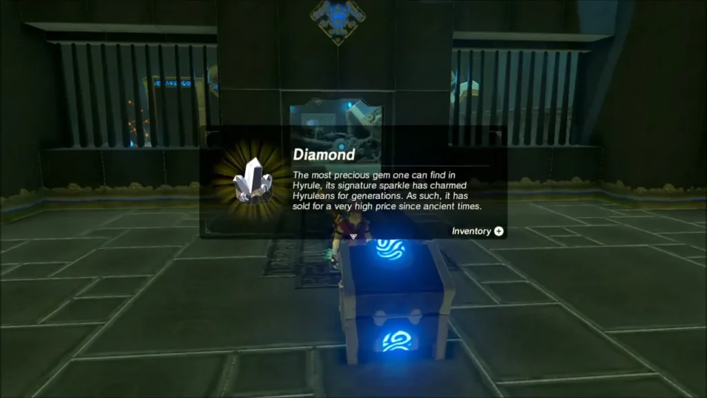 Diamond item box over the opened chest inside the shrine Diamond item box over the opened chest inside the shrine