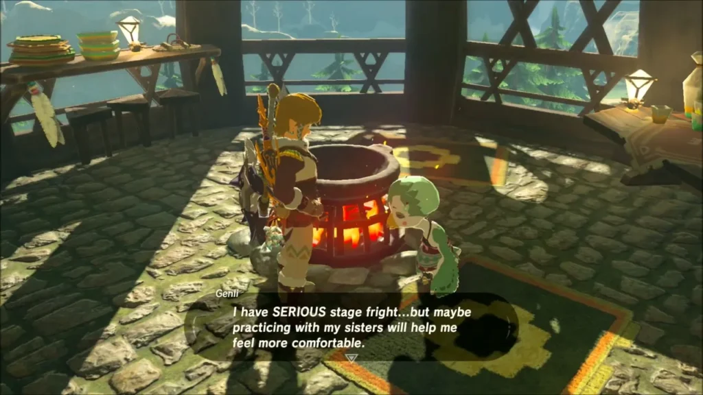 Genli explaining her serious stage fright beside the pot Genli explaining her serious stage fright beside the pot