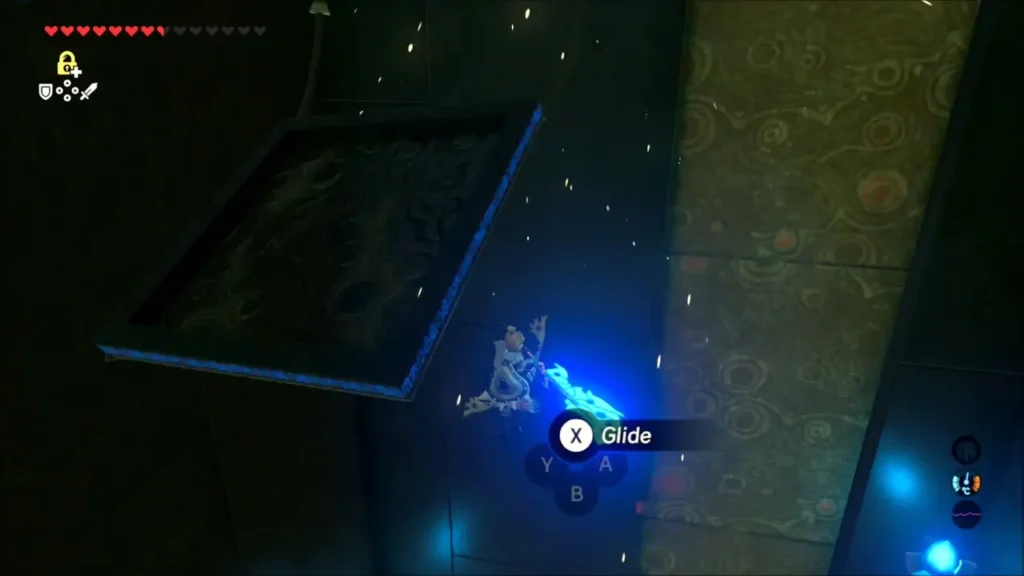 Link gliding down through the dark room beneath the piston Link gliding down through the dark room beneath the piston