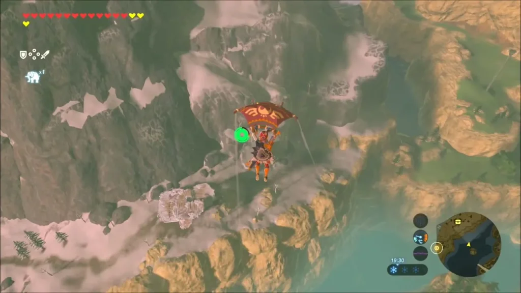 Link gliding over snowy ridges of the Hebra foothills Link gliding over snowy ridges of the Hebra foothills