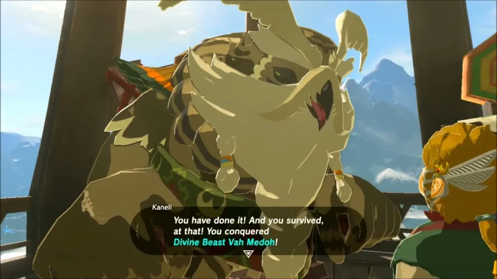 Elder Kaneli thanking Link for conquering Divine Beast Vah Medoh Elder Kaneli thanking Link for conquering Divine Beast Vah Medoh
