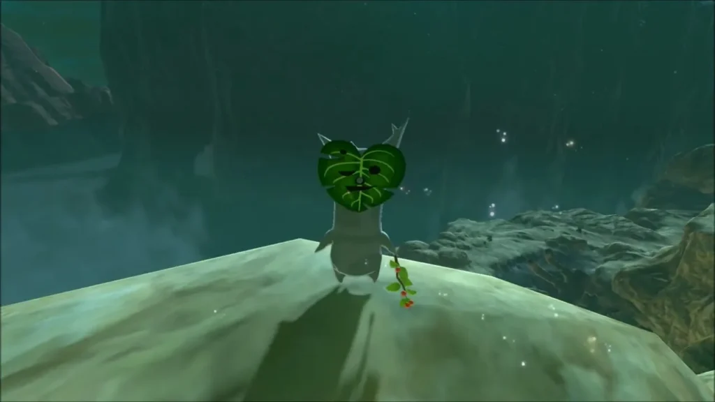 Korok standing on the summit of the rocky peak Korok standing on the summit of the rocky peak