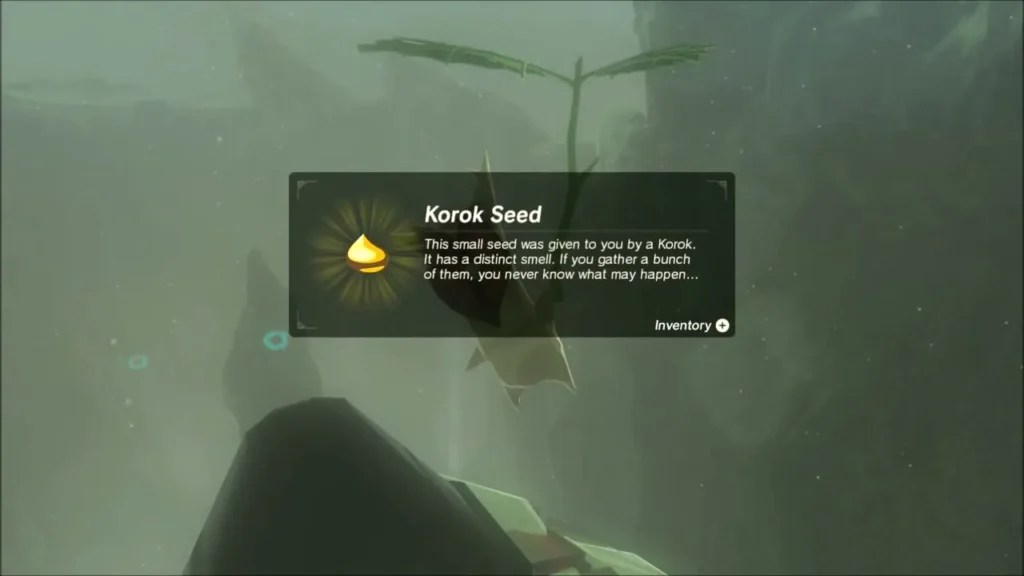 Hanging Korok found with the Korok Seed item box Hanging Korok found with the Korok Seed item box