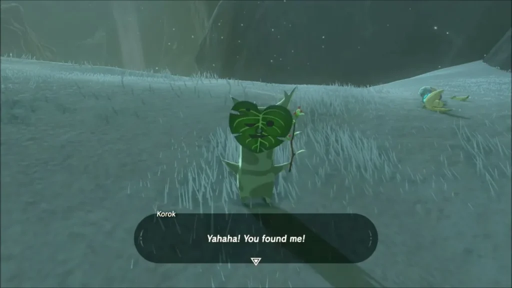 Korok on the ledge saying Yahaha, you found me Korok on the ledge saying Yahaha, you found me