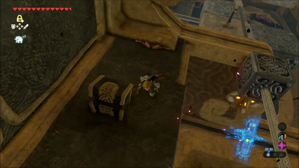 Link beside a chest on a ledge inside the beast Link beside a chest on a ledge inside the beast
