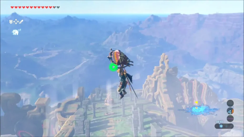 Link gliding over the ruined deck of Vah Medoh Link gliding over the ruined deck of Vah Medoh