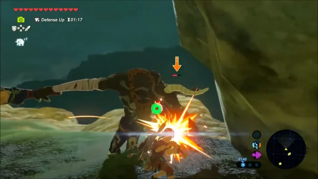 Link striking a Moblin with a flurry of sparks Link striking a Moblin with a flurry of sparks